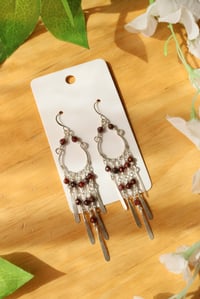 Image 1 of Red Garnet Chandeleier Earrings 