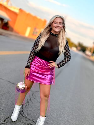 Image of Hot Pink Metallic Mini Skirt 