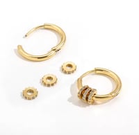 Image 2 of Pavé Charm Gold Hoop Earrings