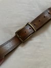 70s tooled leather abstract buckle belt 