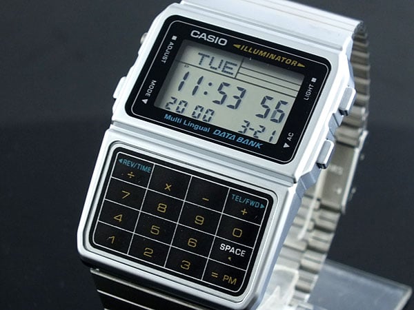 Silver Finish Casio Digital Calculator Watch with Databank