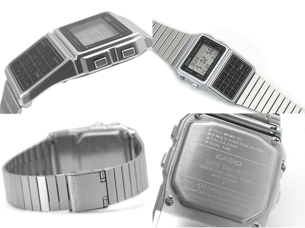 Silver Finish Casio Digital Calculator Watch with Databank