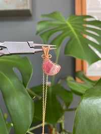 Image 2 of Gold Rhodochrosite Moon Crystal Necklace