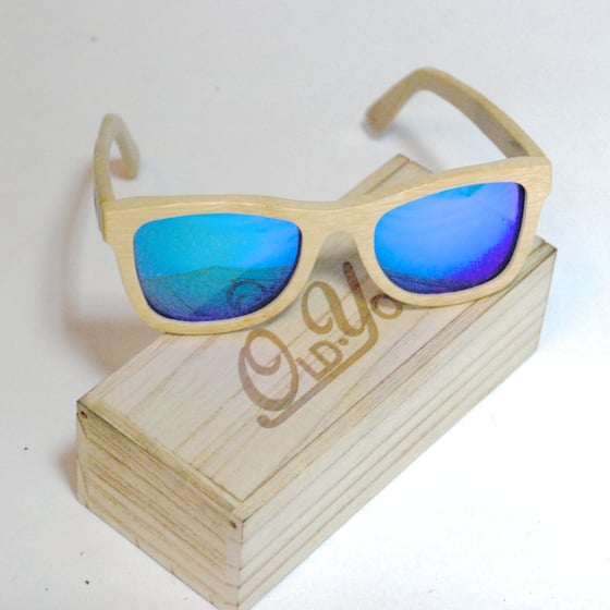 Image of Kingfisher Blue "Paradise" Wooden Sunglasses