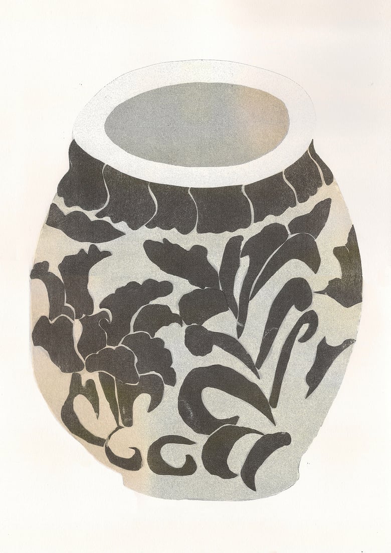 Image of papercut pot riso print