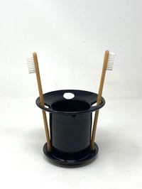 Image 1 of Four hole Black Glaze Toothbrush Holder