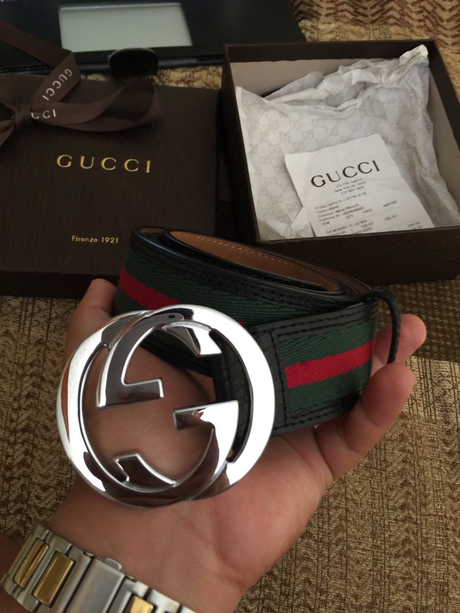 Gucci Interlocking G Belt Signature Guccissima Black/Beige Lining
