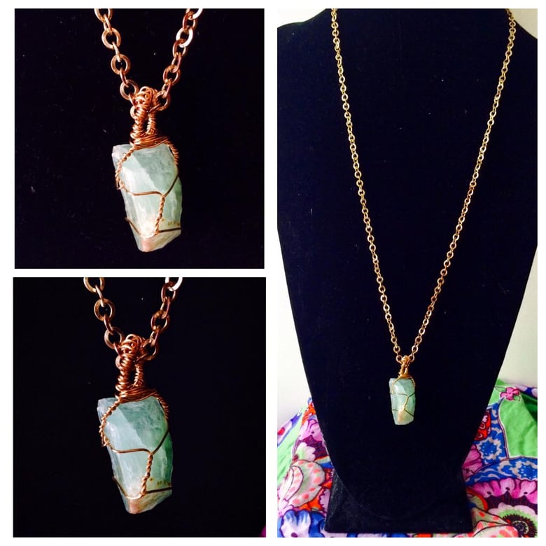 Image of Wire Wrapped Aquamarine Necklace