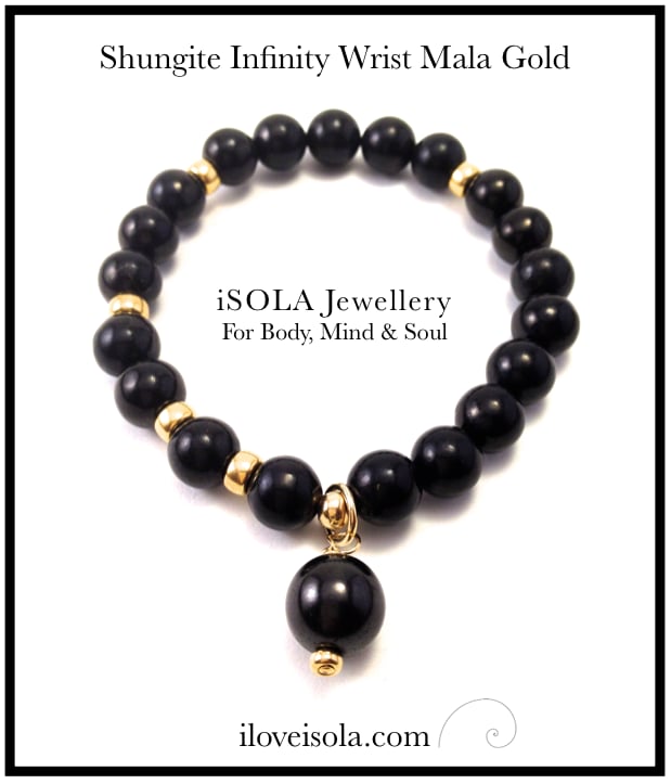 Image of All Shungite Infinity Wrist Mala Gold