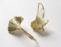 Image 2 of Ginkgo Leaf Earrings 18k Gold