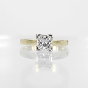 Image of 18ct yellow gold princess cut engagement ring