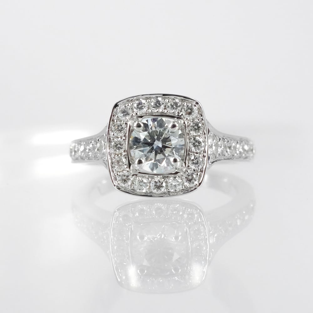 Image of 18ct white gold cluster engagement ring