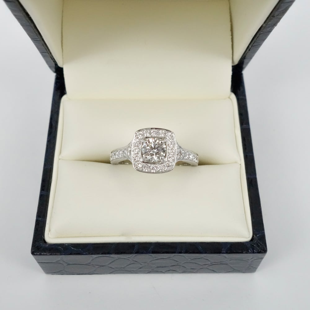 Image of 18ct white gold cluster engagement ring