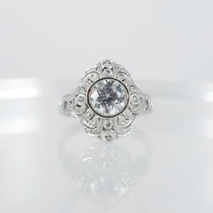 Image of  18ct white gold diamond art deco cluster engagement ring