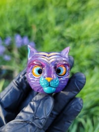 Image 3 of Orange Purple Kitty Face Pendant
