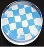Image of Clear Acrylic Blue & White Checkered Saddle Plugs
