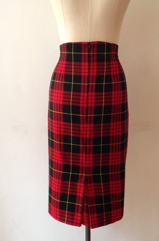 Image of Tartan high waisted pencil skirt
