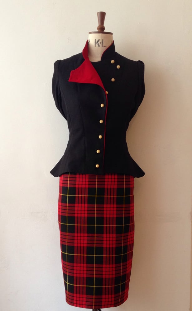 Image of Tartan high waisted pencil skirt