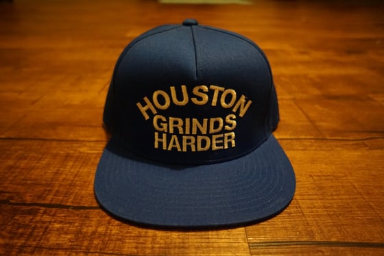 Image of Houston Grinds Harder Snapback - Blue & White