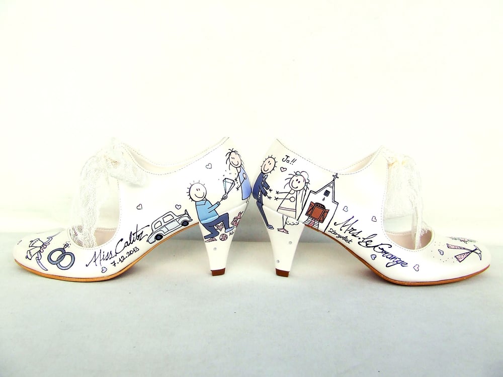 Image of Church wedding-Handpainted Personalized Bridal Shoes