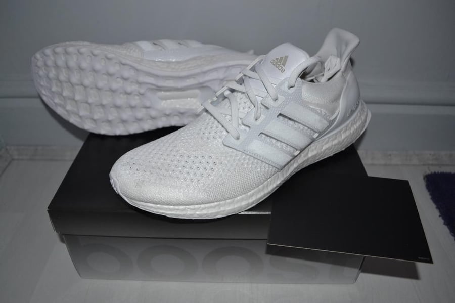 Image of Adidas ultra boost J&D triple white by Dirk Schönberger and James Carnes