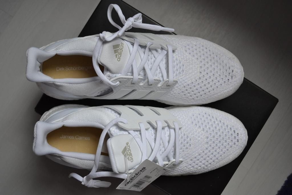 Image of Adidas ultra boost J&D triple white by Dirk Schönberger and James Carnes