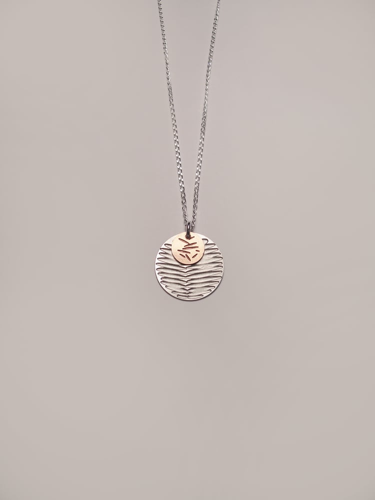 Image of MOON DOT NECKLACE: FROND POLLEN (ST. STEEL/COPPER)