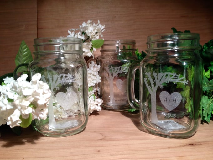 Image of Personalized Engraved 16 oz Mason Jar Mugs