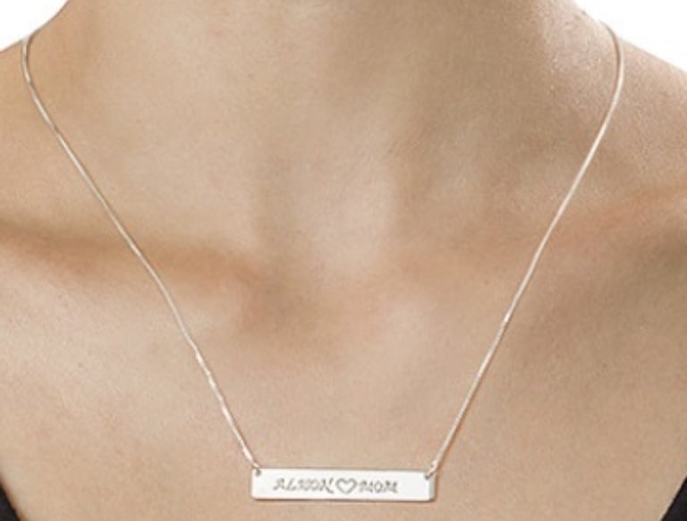Image of Engraved Plate Necklace (Your Choice of Sterling Silver or 18kt Gold Plated)