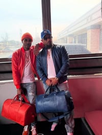 Image 4 of Blue Leather Jacket & Airport Bag