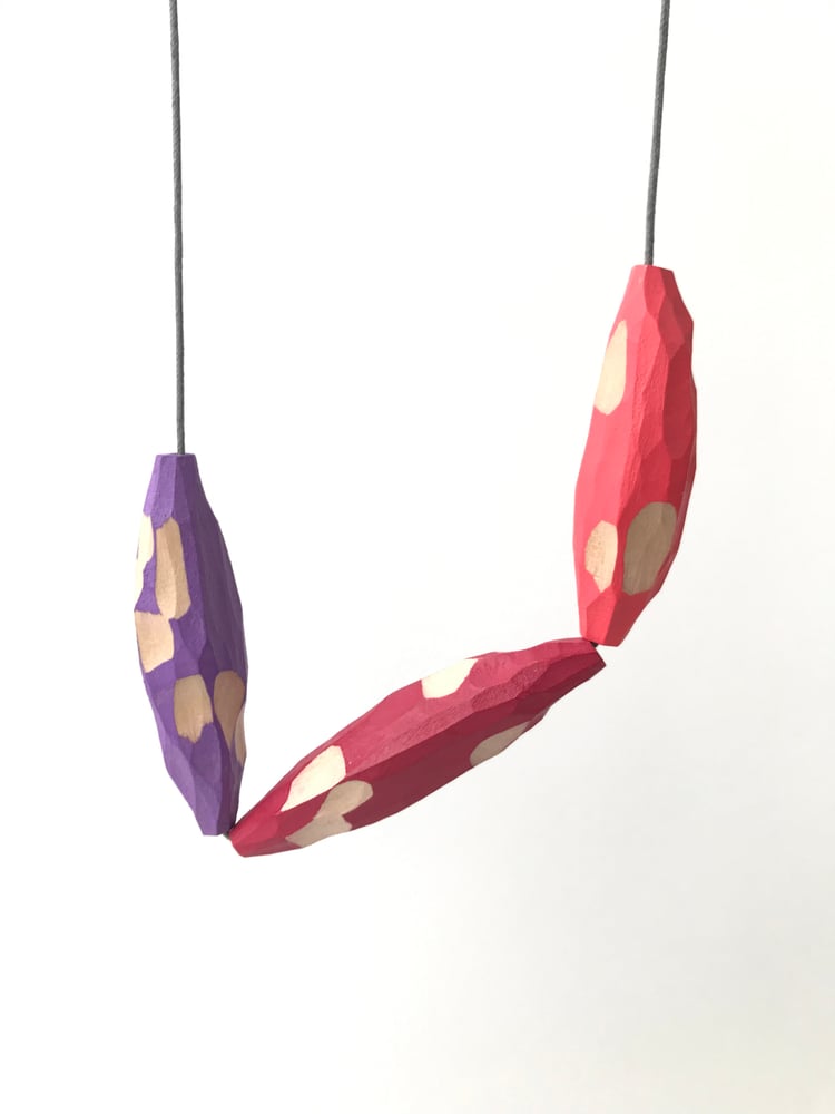 Image of Wooden necklace - pinks and purples