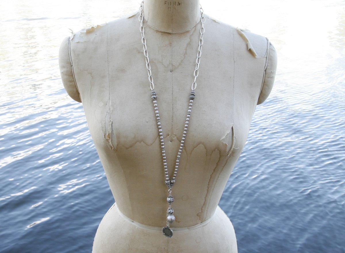Pearl, Chain and Antique Coin