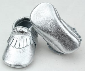 Image of Metallic Silver - Genuine Leather Moccasins