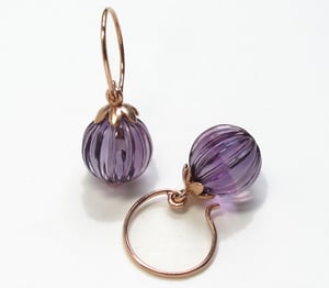 Image of Lotus Fluted Gemstone Earrings Amethyst, Prasiolite, Rose Quartz