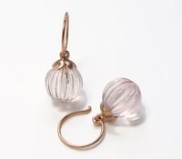 Image 1 of Lotus Fluted Gemstone Earrings Amethyst, Prasiolite, Rose Quartz