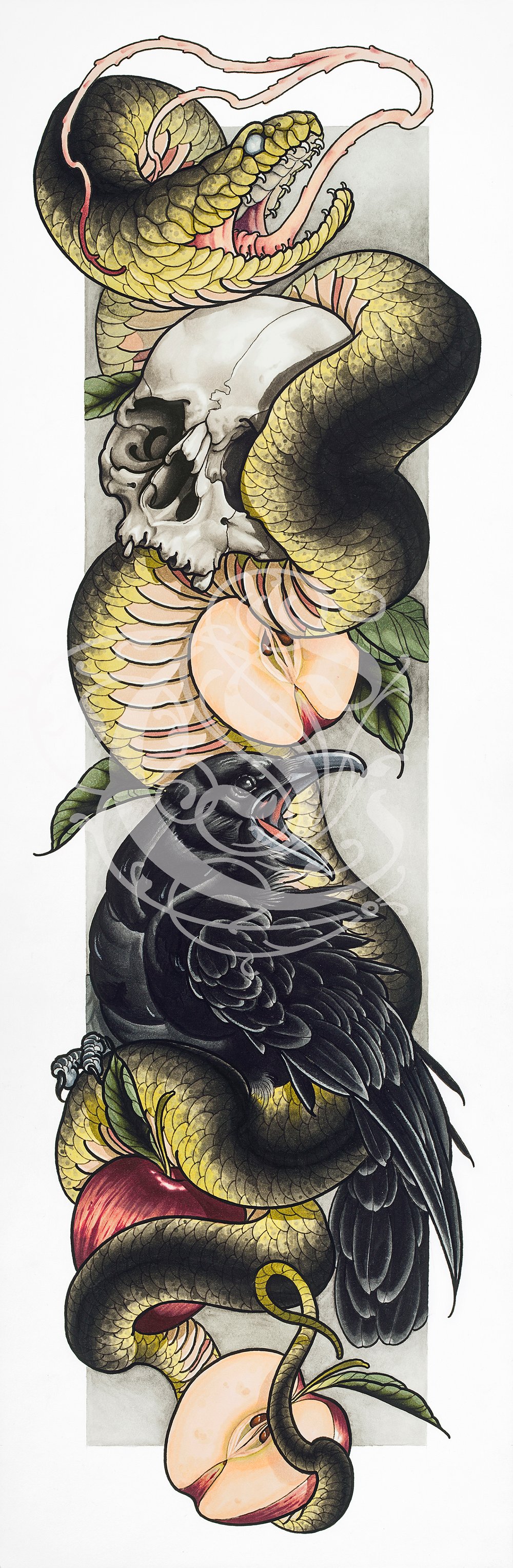 Image of 8 1/2"x 26" Snake & Raven Fine Art Print