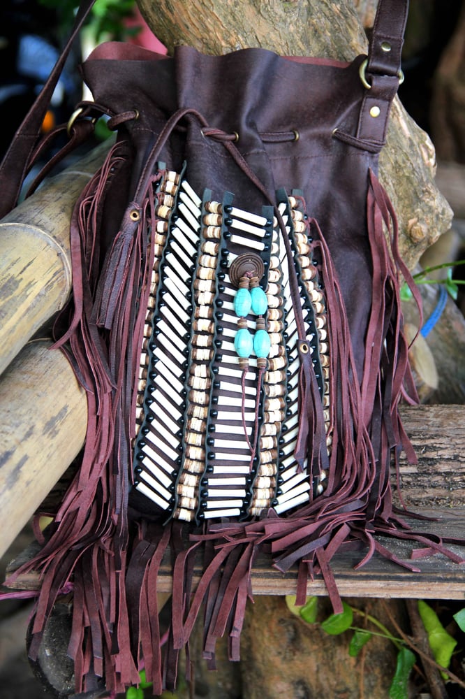 Image of Indian leather Bag L, antique brown