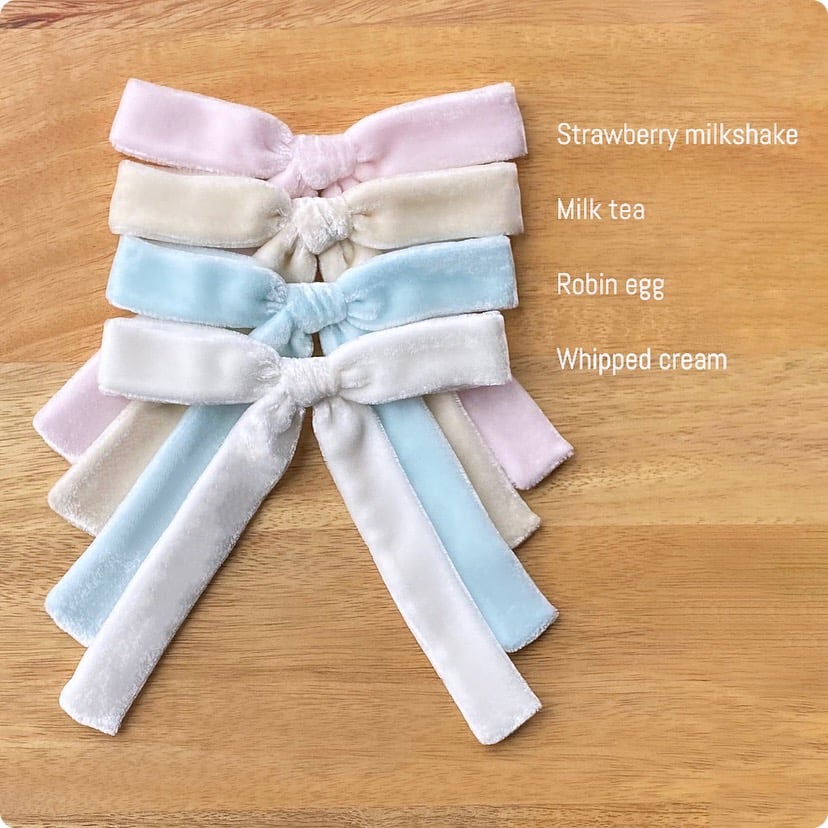 Image of Spring Pastel Hand Dyed Silk Velvet Skinny Bows