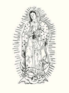Image of Our Lady of Guadalupe Print (Black and White)