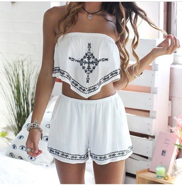 white two piece romper