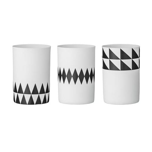Image of CLEARANCE - Bloomingville - Black and white geometric porcelain votives / candle holders (set of 3)