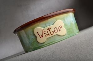 Image of Dog Bowl Single Personalized Made To Order Smooth Dog Bowl by Symmetrical Pottery
