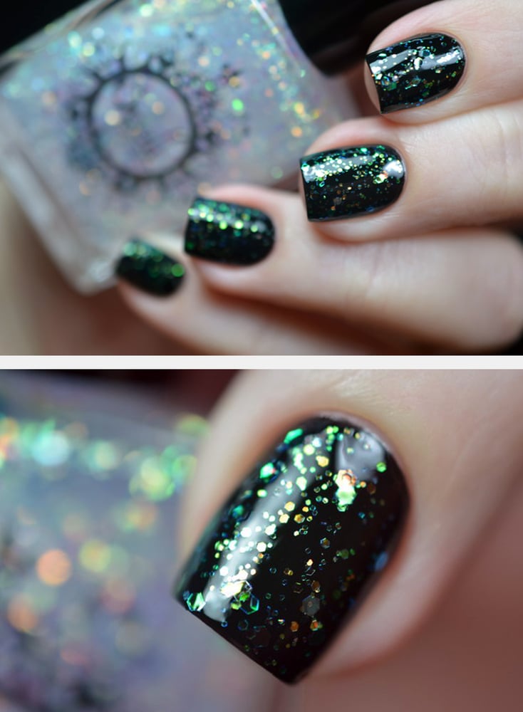 Image of ~Invisible Forces~ opalescent green glitter nail polish topcoat!