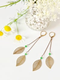 Image 1 of Boucles d’oreilles feuilles bronze
