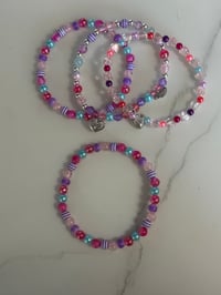 Image 6 of Valentine Tumbler Bracelet Stack with Heart Charms – Beaded Cup Accessory