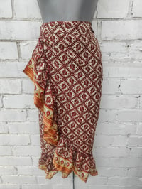 Image 12 of Pasha Co ord set top and frill wrap skirt Rust and cream