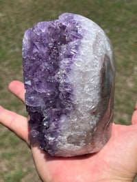 Image 5 of Amethyst Base Cut With Polished Agate #2494