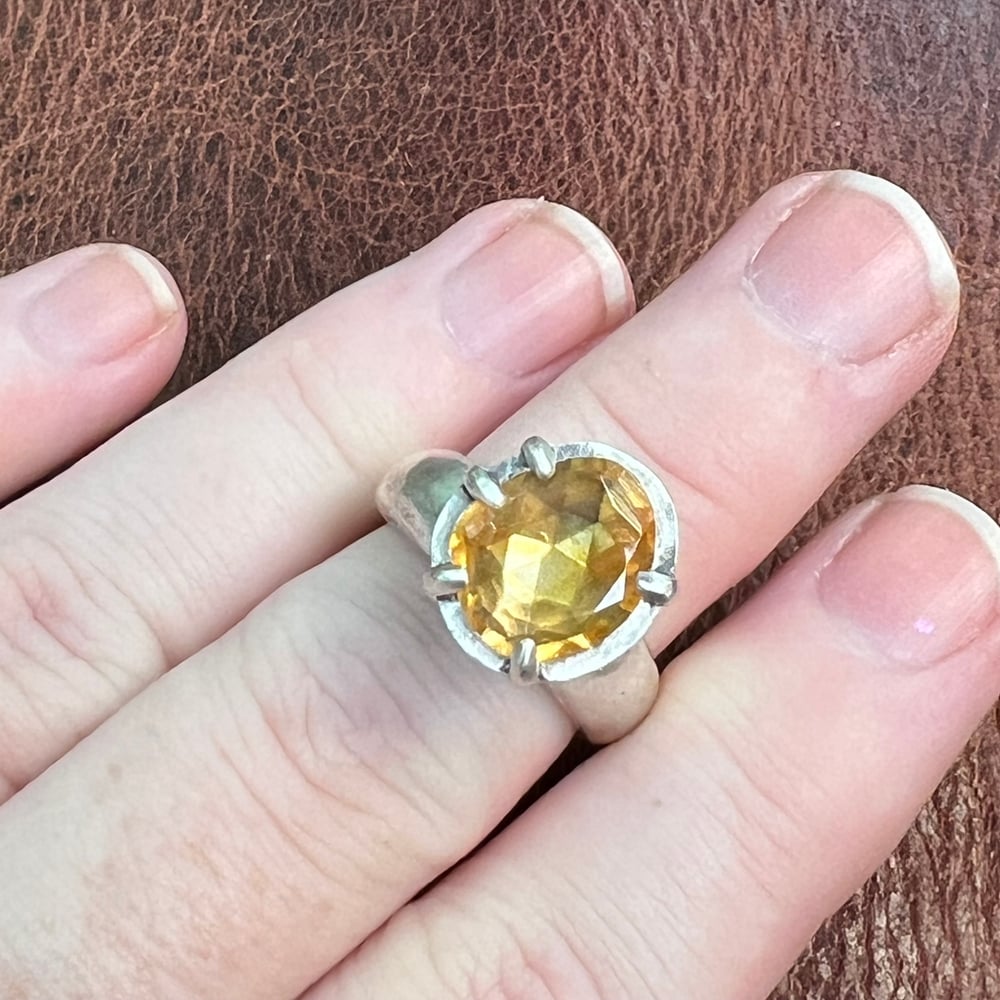 Image of Citrine with Heavy Claws: A Hand-carved Sterling Silver Ring, Size 6.5