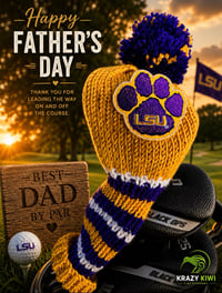 Image 2 of LSU custom Golf Club Cover hand knit  gift Louisiana State university