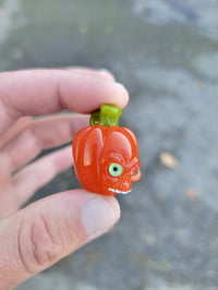 Image 5 of Green eye small Skull Pumpkin Pendant